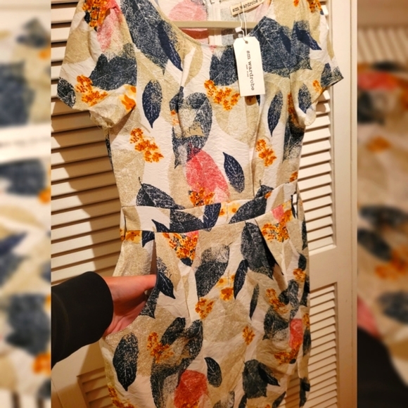 NWT SM WORDROBE Printed Leafs Dress 100 COTTON - Picture 11 of 16
